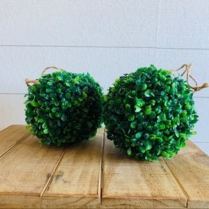 Set of hanging faux topiary